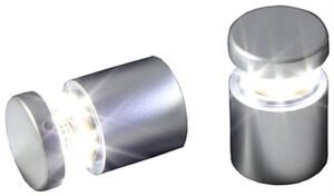 1 x 1 Through Grip Standoffs, LED Illuminated, Round - Silver