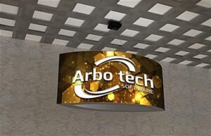 10’ Ellipse Hanging Ceiling Banner with Custom Printed Stretch Fabric & LED Lights