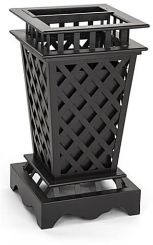 10 Gal Cast Aluminum Trash Receptacle w/ Powder Coated Finish, Basket Weave - Black