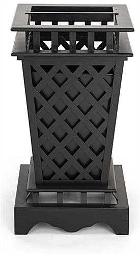 10 Gal Cast Aluminum Trash Receptacle w/ Powder Coated Finish, Basket Weave - Black - Image 2