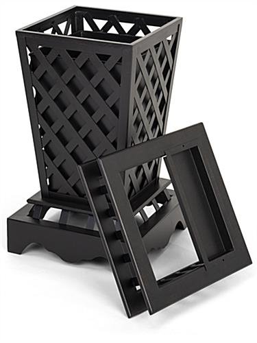 10 Gal Cast Aluminum Trash Receptacle w/ Powder Coated Finish, Basket Weave - Black - Image 3