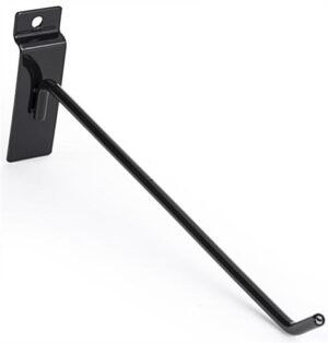 10" Metal Slatwall Peg Hook, Angled Tip, Set of 25 - Black