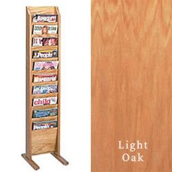 10-Tiered Wood Magazine Floor Stand, 8.5"w - Light Oak