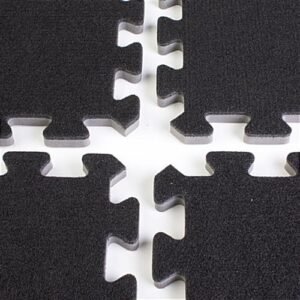 10' x 10' Interlocking Carpeted Foam Mat - Black