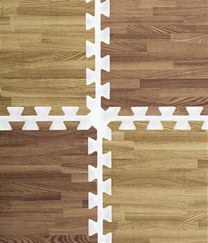10’ x 10’ Interlocking Foam Mats, 26 Flooring Tiles - Dark & Light Oak Wood Grain
