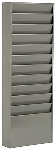 11-Tiered Wall File Holder, Fits Letter Sizes, Steel - Gray