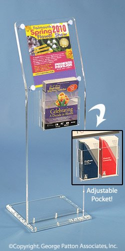 11 x 14 Acrylic Sign Stand, Literature Pocket, 4"/8.5"w - Clear