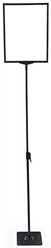 11” x 14” Floor Sign Holder, Height Adjustable, Top Insert Frame w/ Lens - Black