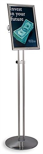 11 x 17 Menu Floor Stand, Snap Open, Tilting, Adjustable Height - Chrome