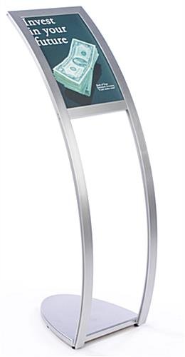 11 x 17 Menu Stand for Floor, Top Insert, C-shaped Curve - Silver