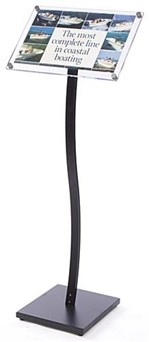 11 x 17 Menu Stand for Floor with Clear Acrylic Frame, Double Curve Pole - Black
