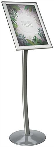 11 x 17 Outdoor Menu Stand for Floor, Locking Snap Open Frame, Curved Post - Silver