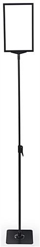 11” x 7” Floor Sign Holder, Height Adjustable, Top Insert Frame w/ Lens - Black