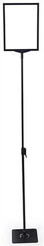 11 x 8.5 Floor Sign Holder, Height Adjustable, Top Insert Frame w/ Lens - Black