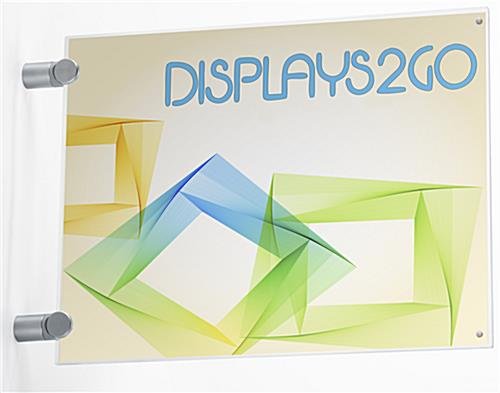 11 x 8.5 Wall Sign Holder with Acrylic Plates, Silver Standoffs - Clear