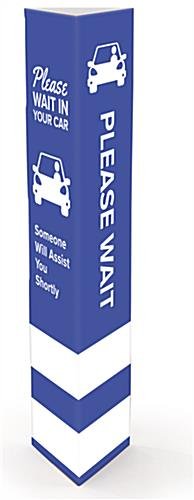 11.5 x 52 Coroplast® Bollard Cover w/ Pre-Printed WAIT IN YOUR CAR Message - Blue