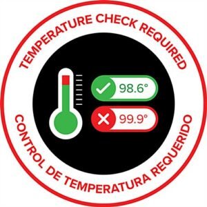 12” Pre-Printed Floor Decal with Temperature Check Graphic, Bilingual - Circle