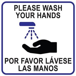 12 x 12 Pre-Printed Vinyl Window Cling - Bilingual Hand Washing Message