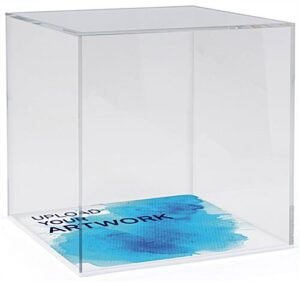 12 x 12 Square Countertop Display Case w/ Lift-Off Top & Custom Printing - White Base