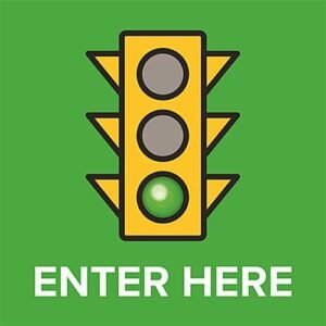 12 x 12 Vinyl Floor Sticker with Pre-Printed Graphics, Enter Here Message - Green