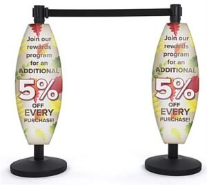 12 x 30 Coroplast Curved Stanchion Sign w/ Custom UV Graphics, Set of 2 - White