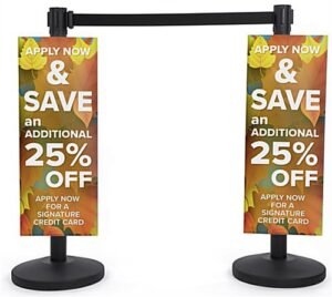 12 x 30 Coroplast Straight Stanchion Sign w/ Custom UV Graphics, Set of 2 - White