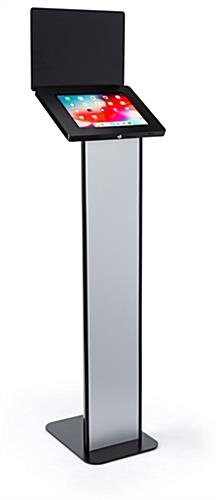 12.9" Tablet Floor Stand with Locking Enclosure and Sign Holder – Black