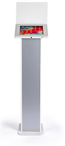 12.9" Tablet Floor Stand with Locking Enclosure and Sign Holder White - Image 3