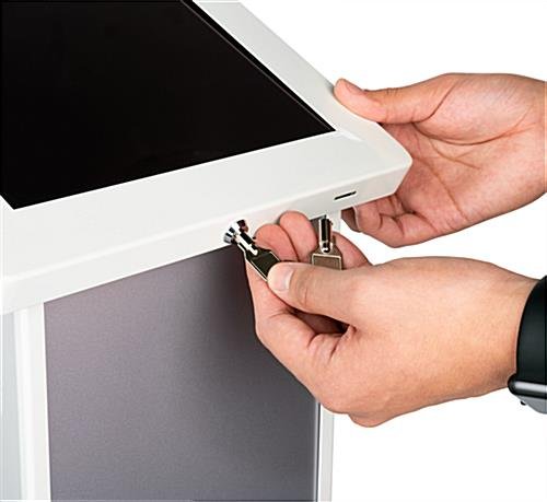 12.9" Tablet Floor Stand with Locking Enclosure and Sign Holder White - Image 8