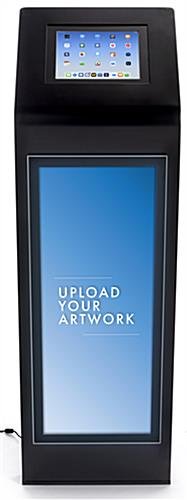 12.9" Tablet Stand LED Light Box w/ Custom Artwork & Locking Enclosure, Steel – Black - Image 2