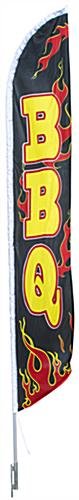 14’ Feather Flag & Ground Spike w/ Pre-Printed BBQ Message – Black & Yellow