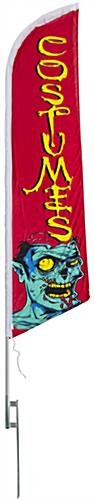 14' Feather Flag & Ground Spike w/ Pre-printed COSTUMES Message - Red & Yellow