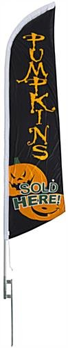 14' Feather Flag & Ground Spike w/ Pre-printed PUMPKINS Message - Black