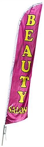 14’ Feather Flag & Ground Spike with Pre-Printed BEAUTY SALON Message - Pink
