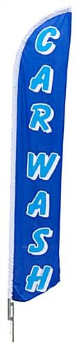 14' Feather Flag & Ground Spike with Pre-printed CAR WASH Message - Blue