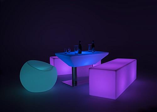 14"h Chair w/ LED Lighting, 16 Color Options, Rechargeable Battery - White - Image 4