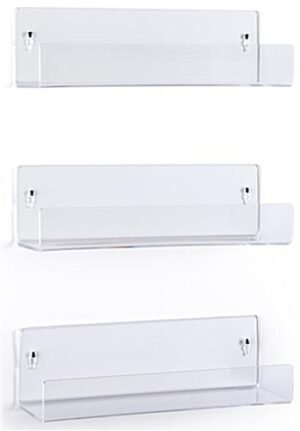 14 x 4 Acrylic Shelves, Wall Mounted, Dual Installation Options, Set of 3 - Clear