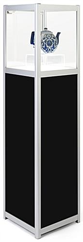 15" Pedestal Display Case w/ Interior LED Lights, Rechargeable, EZ Transport - Silver