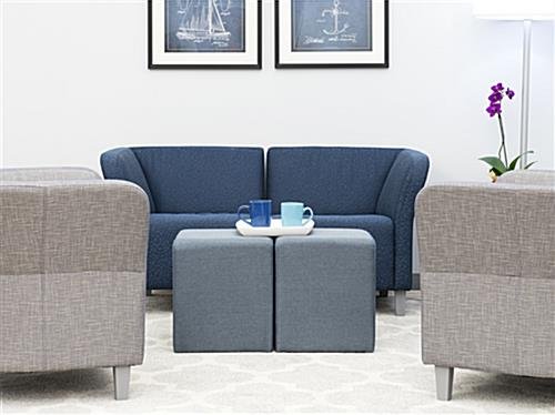 15” Square Upholstered Ottoman Stool – Blue - Image 2