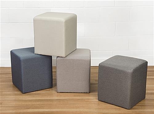 15” Square Upholstered Ottoman Stool – Blue - Image 6