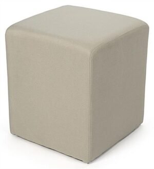 15” Square Upholstered Ottoman Stool – Natural