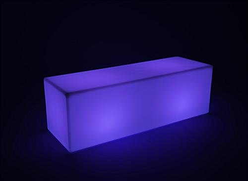 15.75"h Bench w/ LED Lighting, 16 Color Options, Rechargeable Battery - White - Image 2
