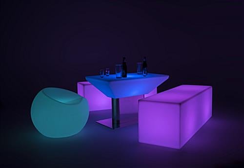15.75"h Bench w/ LED Lighting, 16 Color Options, Rechargeable Battery - White - Image 4