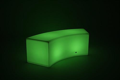 15.75"h Curved Bench w/ LED Lighting, 16 Color Options, Rechargeable Battery - White - Image 2