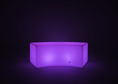15.75"h Curved Bench w/ LED Lighting, 16 Color Options, Rechargeable Battery - White - Image 3