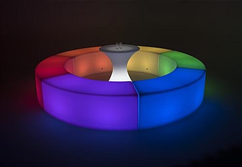 15.75"h Curved Bench w/ LED Lighting, 16 Color Options, Rechargeable Battery - White - Image 4
