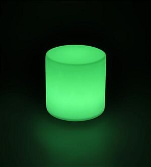15.75” Round Stool w/ LED Lighting, 16 Color Options, Rechargeable Battery - White