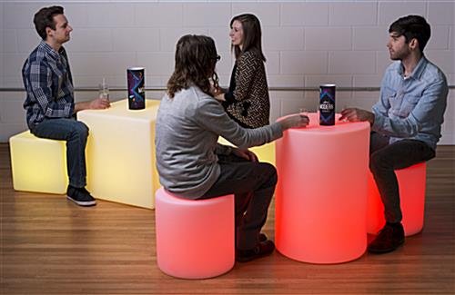15.75” Stool w/ LED Lighting, 16 Color Options, Rechargeable Battery - White - Image 4