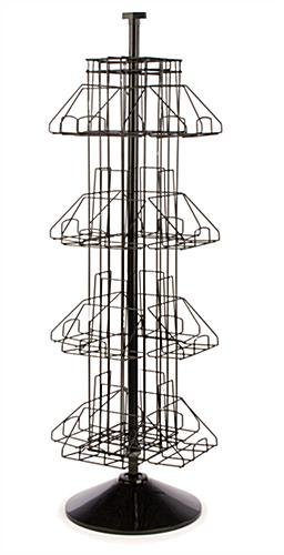 16-Pocket Wire Book Stand for Floor, Rotating, with Header Clip - Black - Image 2