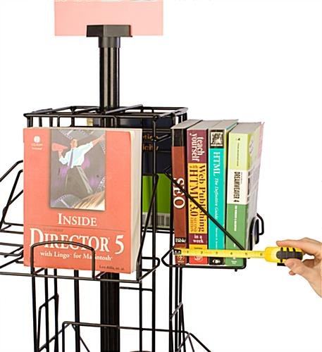 16-Pocket Wire Book Stand for Floor, Rotating, with Header Clip - Black - Image 3
